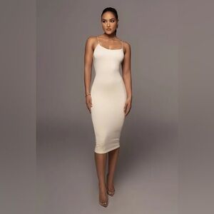 JLUXLABEL Tan Rory Diagonal Strap Dress
